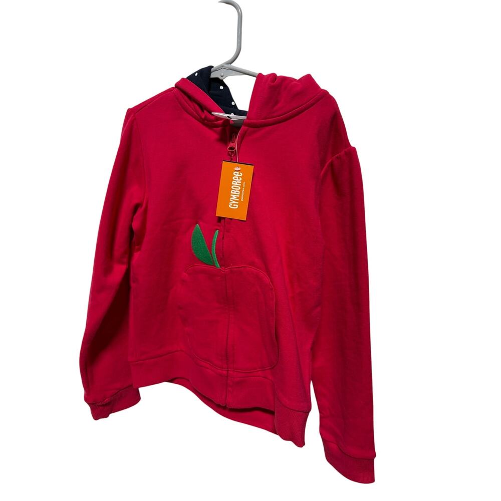 New Gymboree Hoodie Sweatshirt Girls 7 Red Apple Applique